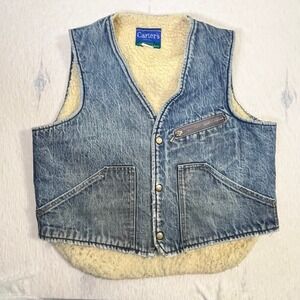 Vintage Carter's Denim Sherpa Lined Vest USA‎ Made Men's Size 46